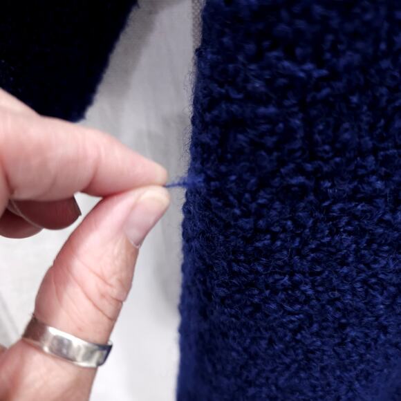 VINTAGE 60s Wool Coat Womens Large Royal Blue Boucle Mod Squad Twee‎ Jackie O - Picture 7 of 10